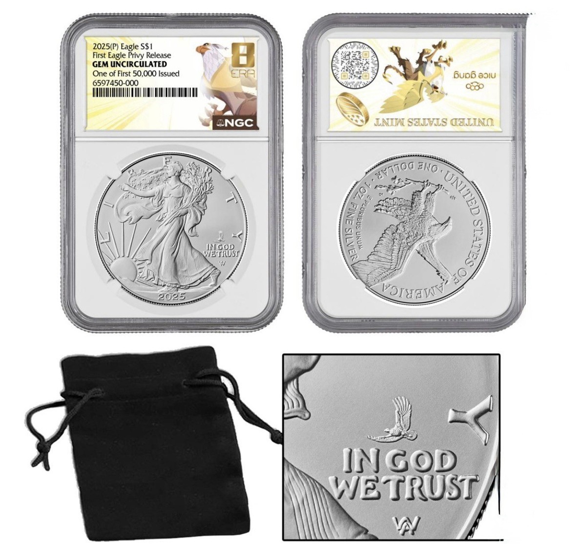 🔥ULTRA RARE 2025 Gem Unc NGC 1 of First 50K Silver Eagle W/Eagle