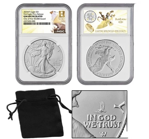 🔥ULTRA RARE 2025 Gem Unc NGC 1 of First 50K Silver Eagle W/Eagle Privy Mark 🔥