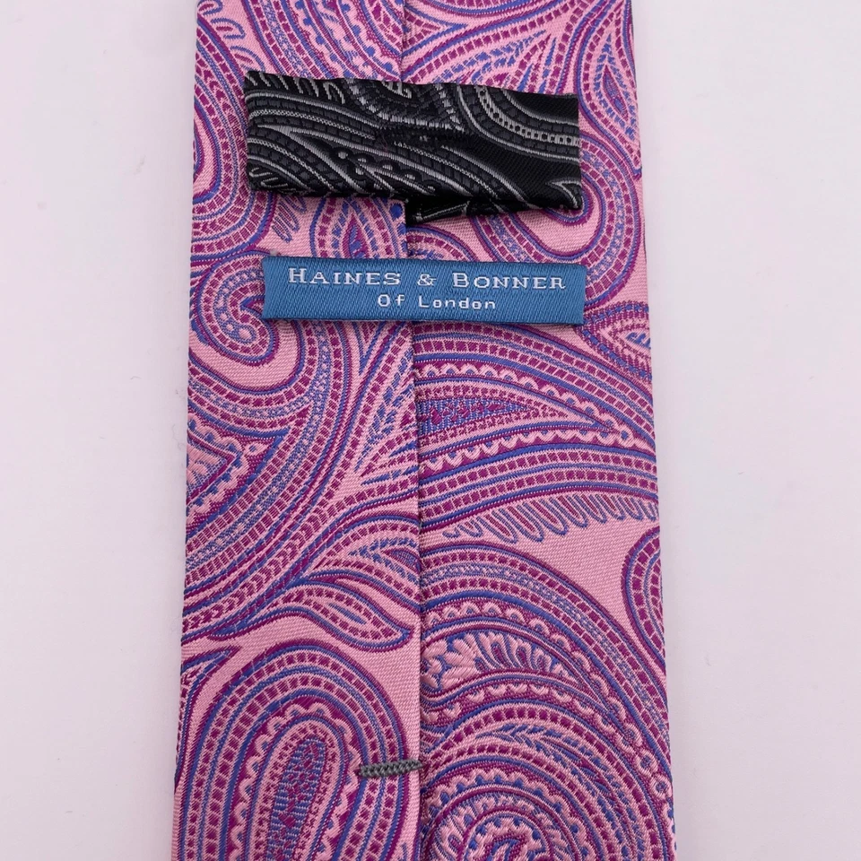 Corbata para el cuello Haines Bonner Of London rosa cachemira seda hecha a mano para hombre Foto 2 de 4