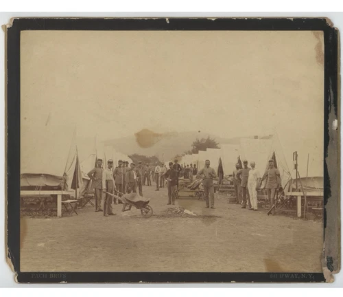 US Civil War (?) Military Camp Photo Union? Confederate? Soldiers