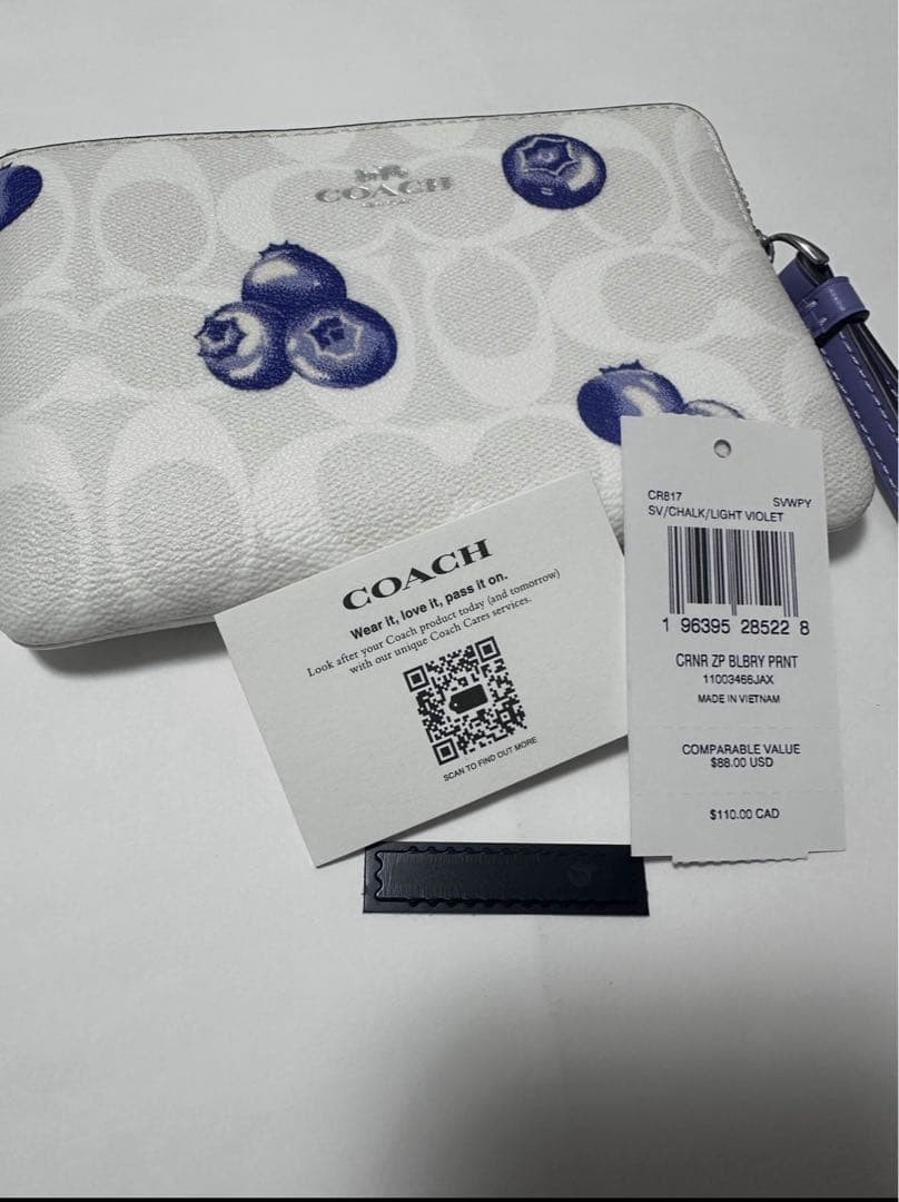 COACH Corner Zip Wristlet Signature Canvas Blueberry From Japan image 8