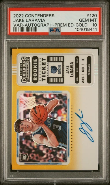 Jake Laravia 2022 Contenders Rookie Ticket Gold /10 RC Auto PSA 10 POP 1 !