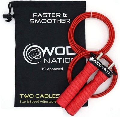 WOD Nation Attack Speed Jump Rope : Adjustable Jumping Ropes : Unique Two Red 