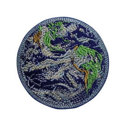 Earth Embroidered Iron On Patch - Sun Moon Stars Land Planet 100-X