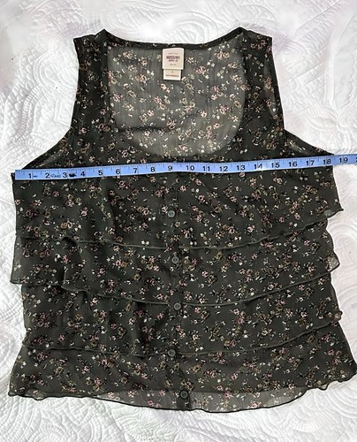 Top sin mangas Mossimo verde floral transparente en capas talla grande para mujer - Imagen 3 de 7