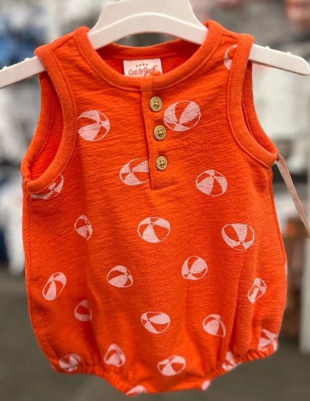 NEW NWT Choose Infant Boys Sz Sleeveless Orange Beach Ball Romper