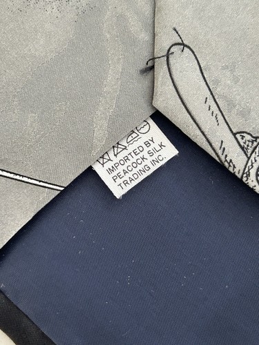 Corbata de seda retro Dimoda vintage hecha a mano con estampado de esquí novedad - Imagen 6 de 7