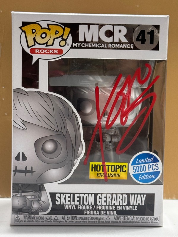 SIGNED FUNKO POP My Chemical Romance - Skeleton Gerard Way #41 COA AUTHENTICATED