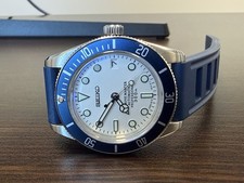 Seiko Sports Custom White Dial Custom Mod Men's Watch Sapphire Double Dome