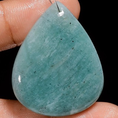 Natural Amazonite Pear Shape Cabochon Drilled Gemstone 46.5 Ct 35X28X5mm A-30763