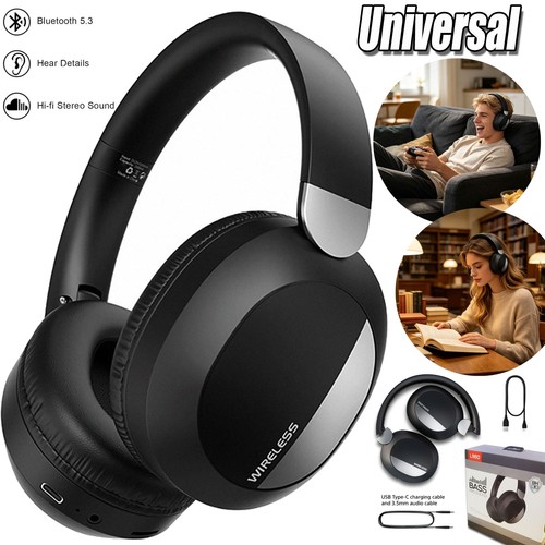 Wireless Headphones Bluetooth Noise Cancelling Stereo Earphones Over Ear Headset thumbnail 2
