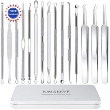 Pimple Popper Tool Kit 15 PCS Stainless Steel Blackhead Remover Comedone Tools