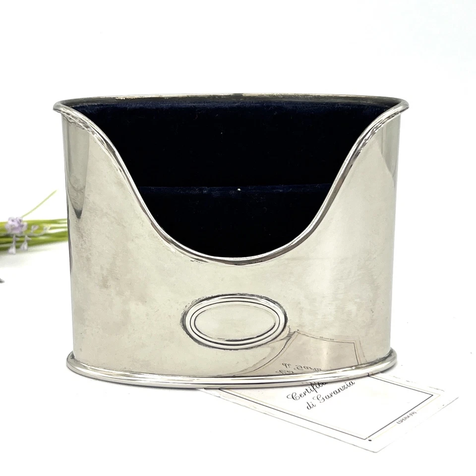 Portapenne da scrivania in stile antico in argento sheffield silver plated Olri - Immagine 3 di 4