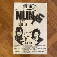 Vintage THE NUNS 1978 Poster Flyer SF Punk Rock Rio Theatre CA RARE Original