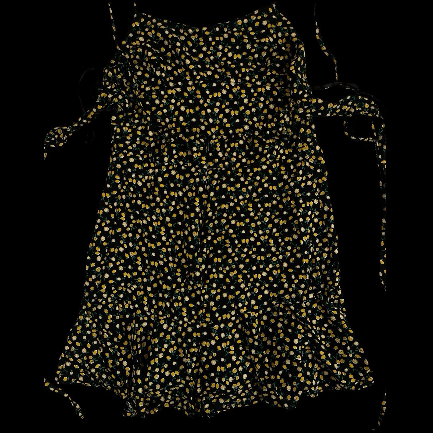 Wild Fable Womens Preppy Summer Chic Ditsy Lemon Print Cutout Mini Dress Size  L