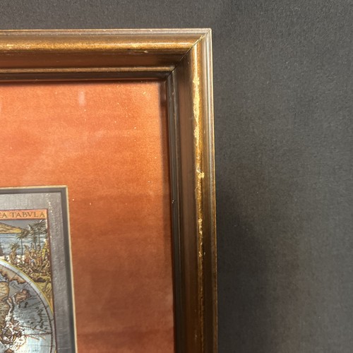 Vintage Repro 1643 Latin World Atlas Beautiful Foiled Map in Wood Frame 10 X 12 - Picture 3 of 4