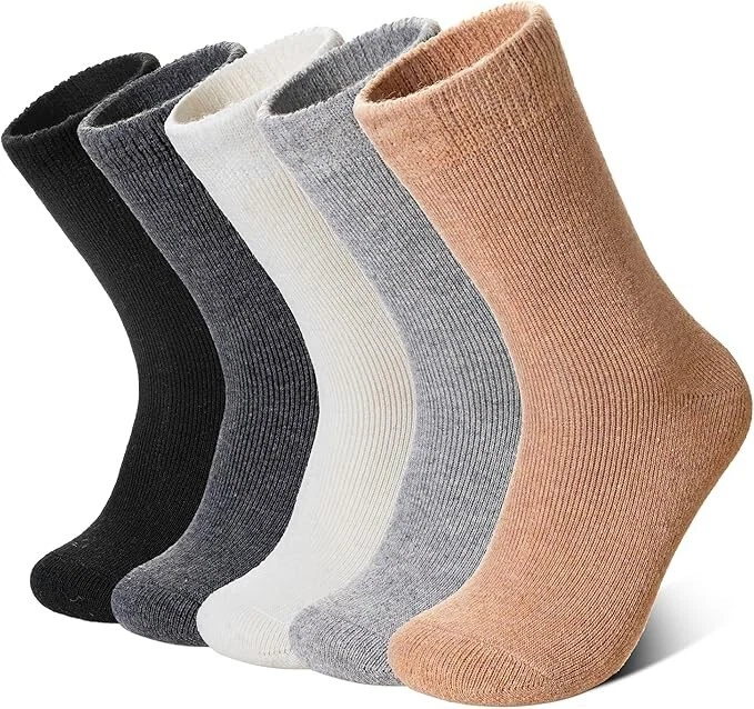 5 Pairs Warm Winter Hiking Thick Thermal Cozy Boot Work Soft Ladies Crew Socks