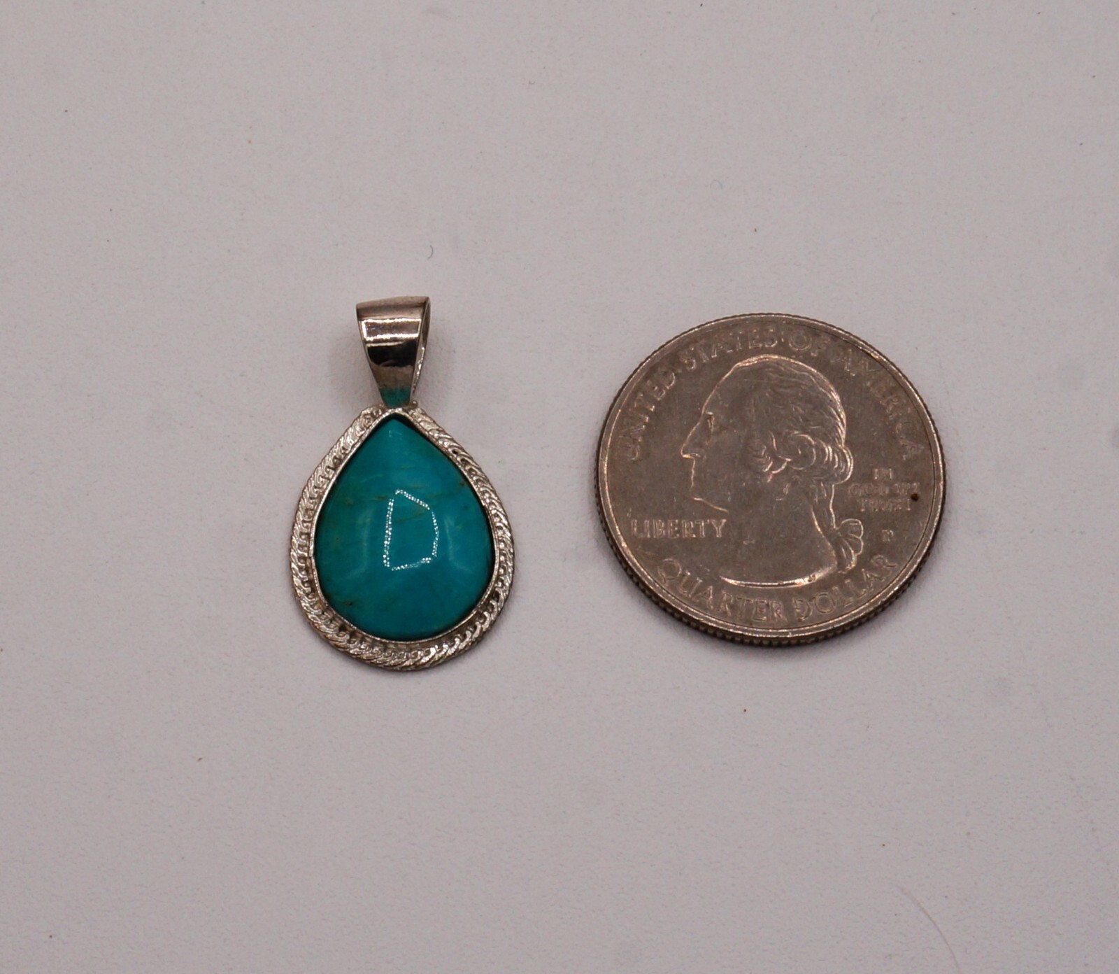 Amazonite or Turquoise Teardrop Silver Pendant On… - image 2