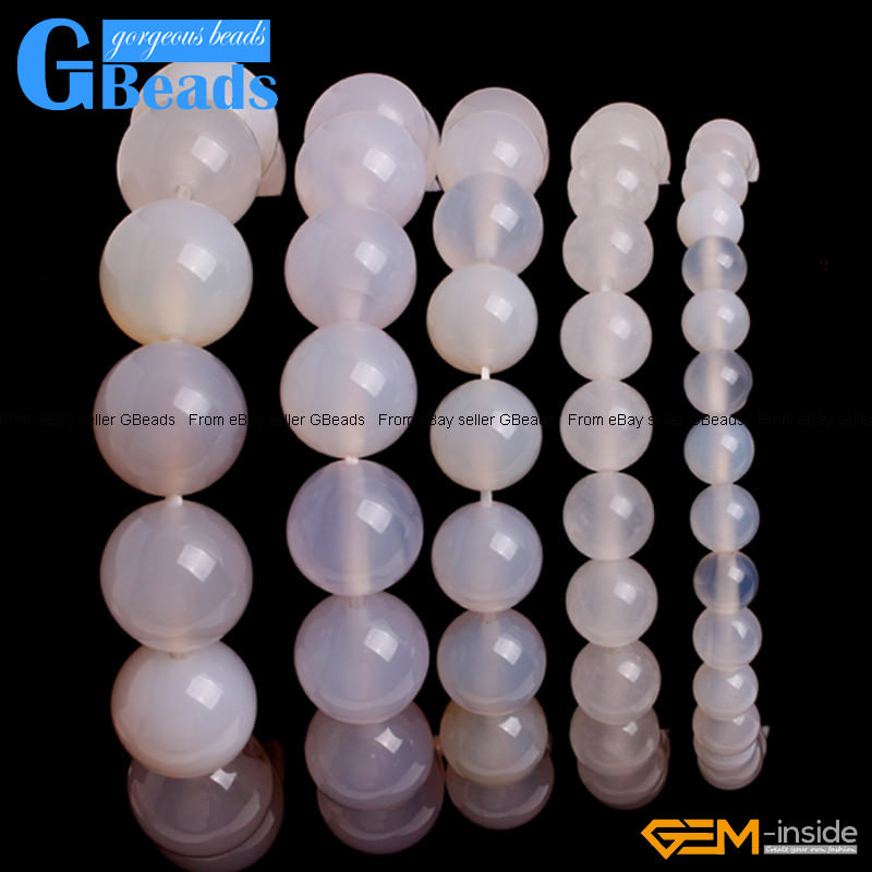 Bangle Natural White Agate Stone Healing Jewelry Elastic Beaded Bracelet 7.5