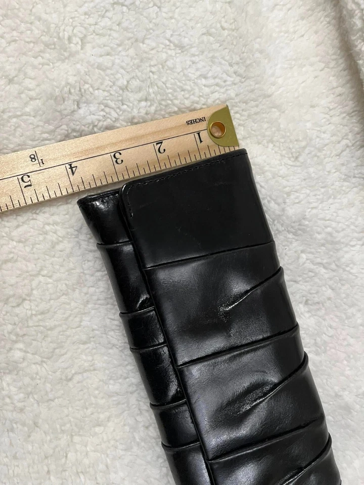 Cartera Larga Hobo The Original Cuero Negro Imán Solapa Triple Plegable  Foto 3 de 4