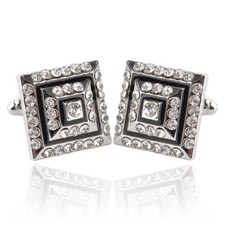 New Vintage Men's Cufflinks Jewelry Rhinestone Classic Black Cuff Links Tie Clas
