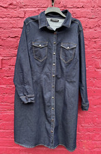 Very Blue Very Stretchy Denim Casual Midi Shirt Dress Size 28