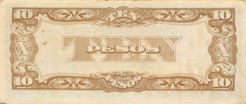 Filippine 10 pesos ND. 1942 Blocco PD WWII Emissione Banconota Circolata - Foto 2 di 2