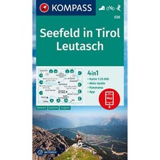 Austria Germany Seefeld in Tirol, Leutasch Kompass map 026 hiking cycling skiing