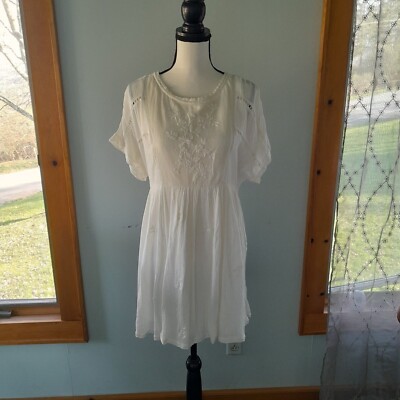 short sleeve white babydoll dress Roseprick Puff Sleeve Babydoll Dress White