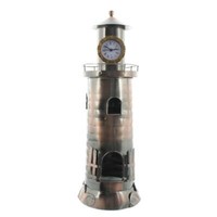 "Flaschenhalter Mit Uhr \"Leuchtturm\" Aus Metall Geschenkidee Maritim"