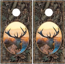 Elk Buck Hunting Camouflage Cornhole Board Decal Wrap Wraps