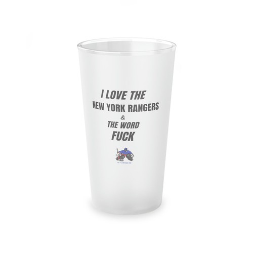 I Love The New York Rangers & The Word F@ck With Goalie Logo, Frosted Pint - Picture 3 of 7