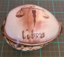 Sea Shell 3" Carved Etched Natural LIBRA Scale Figurine