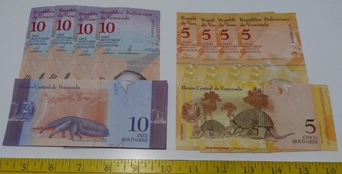 10 VENEZUELA UNC BANKNOTES: 10 & 5 Bolivares (2018)(2011) ~ Free S/H ~ Currency - Picture 2 of 2