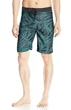 Drift mens nomad board shorts waves/leaves turquoise size 34