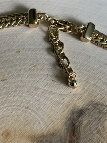 Nordstrom Goldtone Chunky Snake Chain Alphabet Pendant “F” Necklace NWOT 15”L - Picture 3 of 5