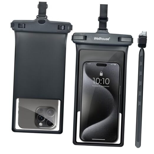 Waterproof Phone Pouch, Waterproof Phone Case for iPhone 16 1 Pack - Black8.0