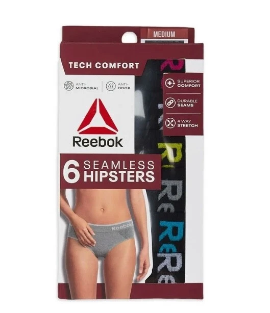 (2 or 6 Pair) Reebok Women's Stretch Performance Seamless Hipster Panties, - Image 2 of 4