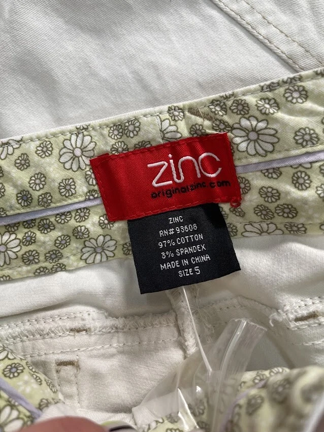 Pantalones capri para mujer Zinc blanco mezcla de algodón talla 5 Foto 3 de 4