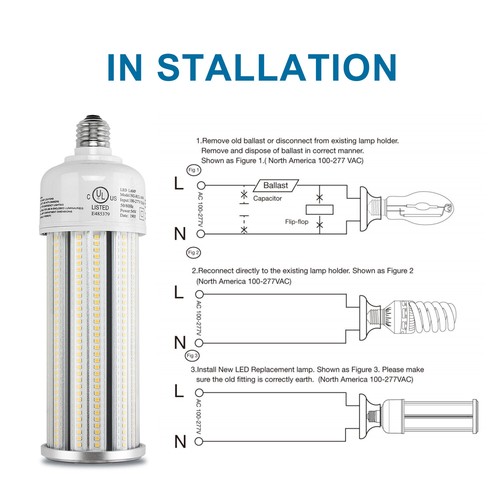 54w Led Corn Light Bulb 200W Metal Halide Warehouse High Bay E39 Mogul Base 6000 - Picture 6 of 7