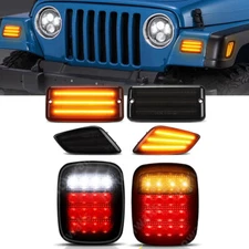 For Jeep Wrangler TJ 1997-2006 LED Tail Light Side Marker Amber Signal Lamp Set