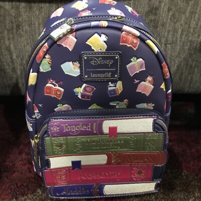 disney - princesses books mini backpack Princess Triple Pocket Roadkill13 over print of the bag features more storybooks Loungefly Disney Princess Books Allover