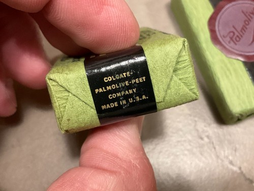 2 Green Vintage Palmolive Mini Travel Size Soap Bar Hotel Motel Advertising NOS - Picture 5 of 7