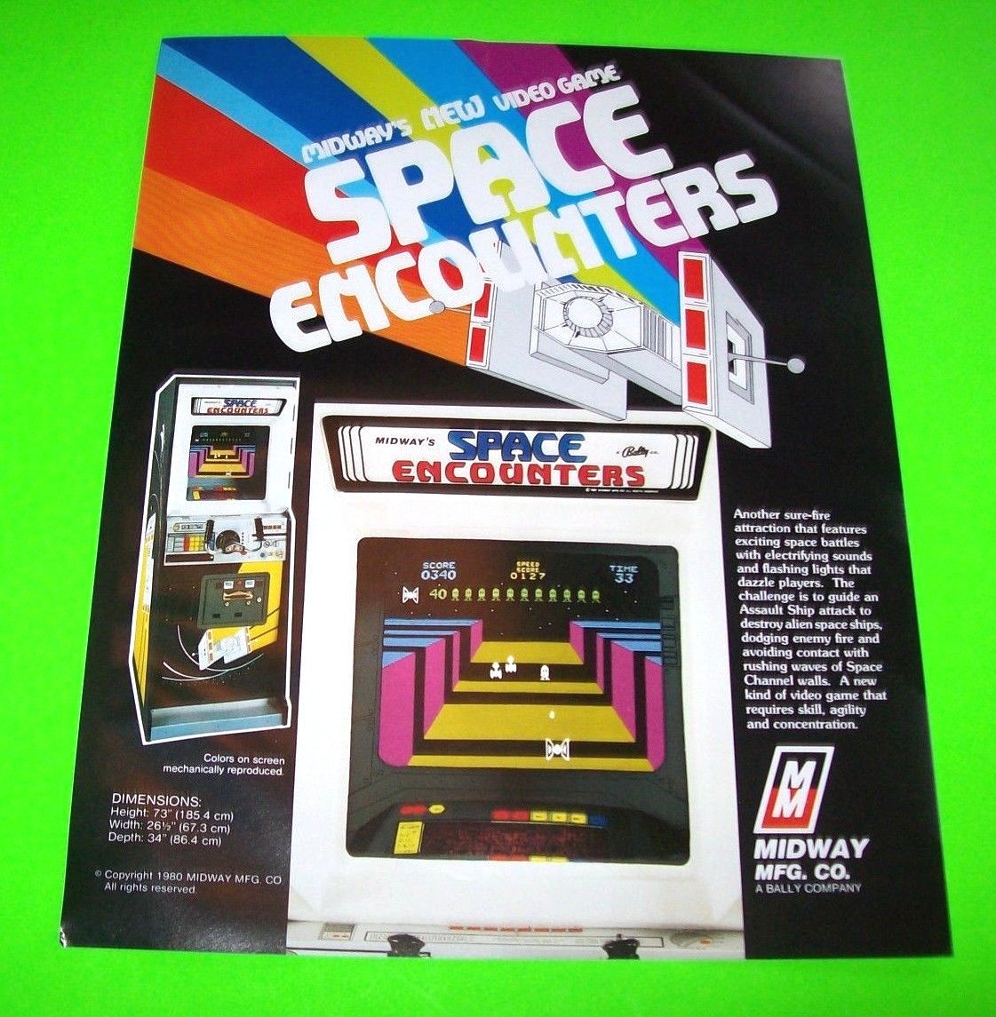 Space Encounters Arcade FLYER Original 1980 Video Game Space Age Retro Vintage