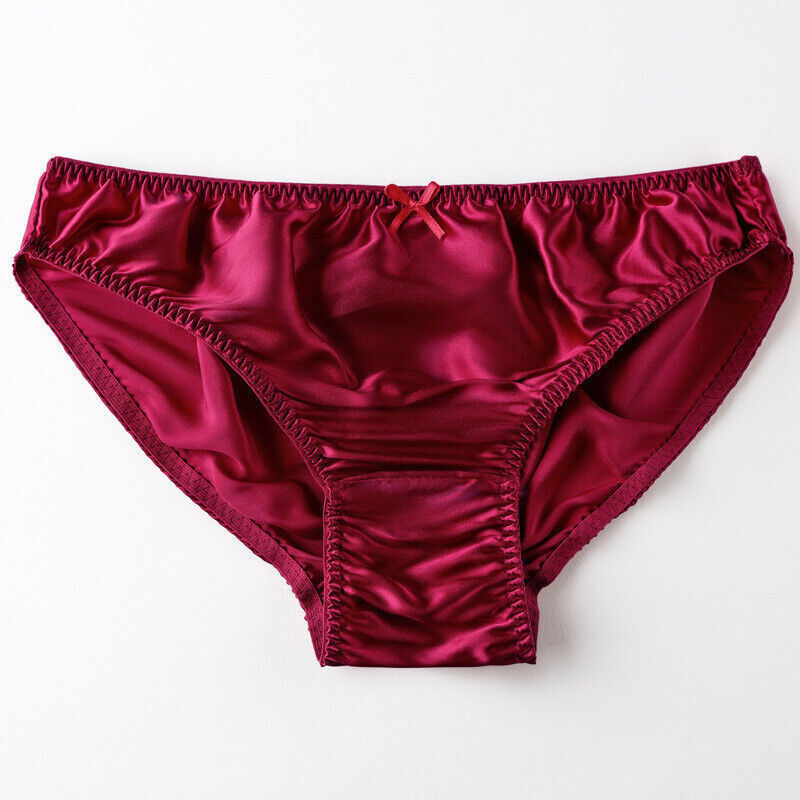 Underwear Sexy Shiny Solid Comfy Soft Satin Thongs Briefs Women Silk