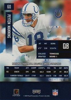 Peyton Manning 2003 Playoff Prestige Football - #60 - Indianapolis Colts - Picture 2 of 2