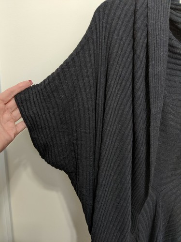 MAX STUDIO MSSP Sweater Duster Cardigan Short Sleeve Open Charcoal Black L - Picture 2 of 5