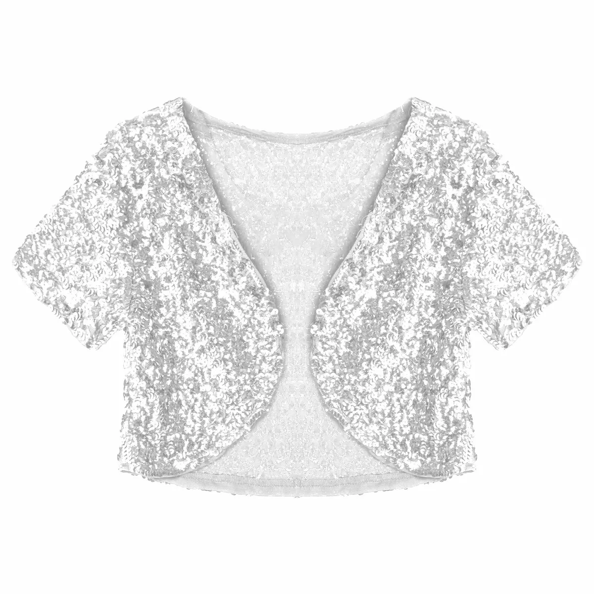 Women Sexy Shiny Sequin Cropped Jacket Coat Shrug Glitter Party