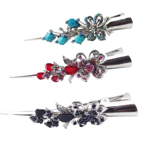 Lot of 7 Silver Tone Alligator Clips Floral Butterfly and  display picture 3