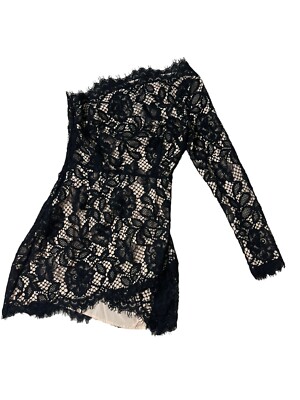 X By NBD Black Lace One Shoulder Mini Dress NWT | eBay X By NBD Black Lace One Shoulder Mini Dress NWT | eBay
